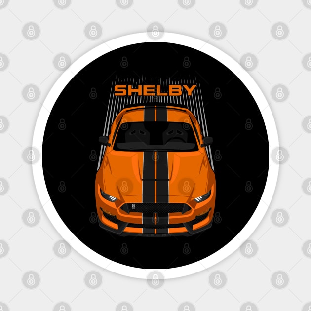 Ford Mustang Shelby GT350 2015 - 2020 - Orange - Black Stripes Magnet by V8social